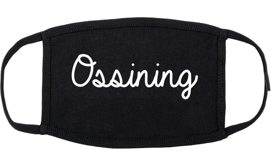 Ossining New York NY Script Cotton Face Mask Black