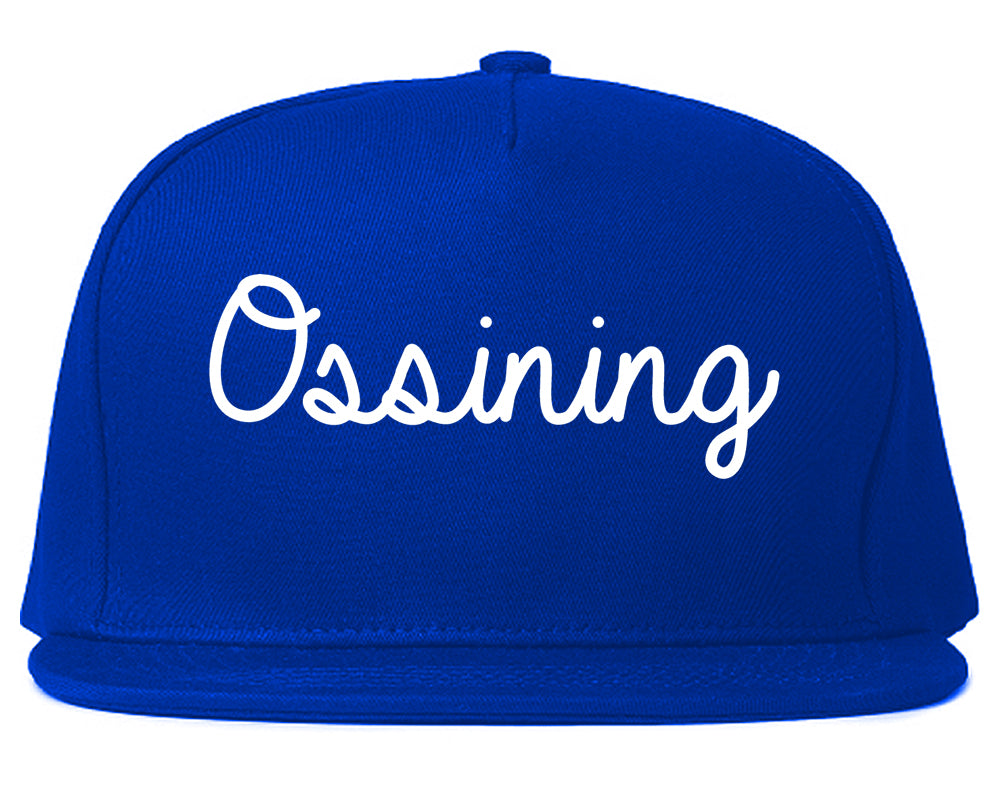 Ossining New York NY Script Mens Snapback Hat Royal Blue