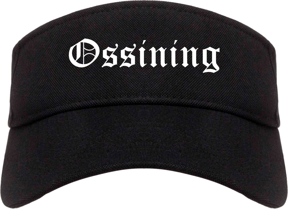 Ossining New York NY Old English Mens Visor Cap Hat Black