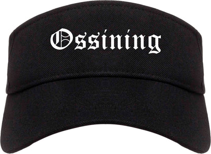 Ossining New York NY Old English Mens Visor Cap Hat Black
