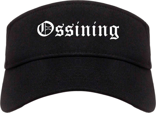 Ossining New York NY Old English Mens Visor Cap Hat Black
