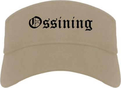 Ossining New York NY Old English Mens Visor Cap Hat Khaki