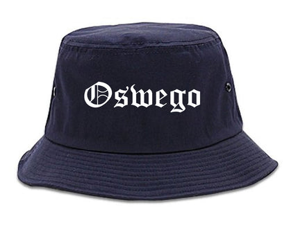 Oswego Illinois IL Old English Mens Bucket Hat Navy Blue
