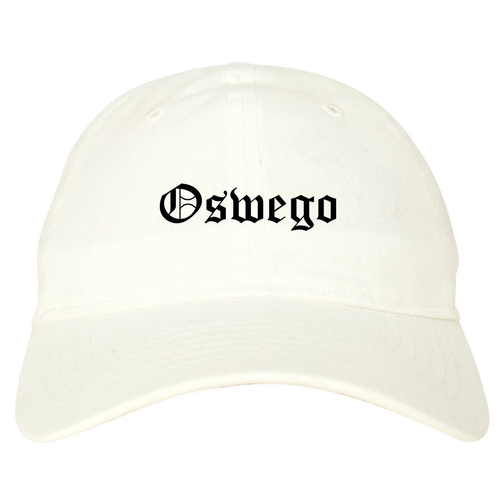 Oswego Illinois IL Old English Mens Dad Hat Baseball Cap White