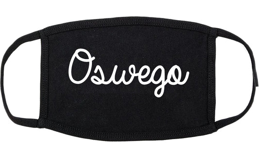 Oswego Illinois IL Script Cotton Face Mask Black