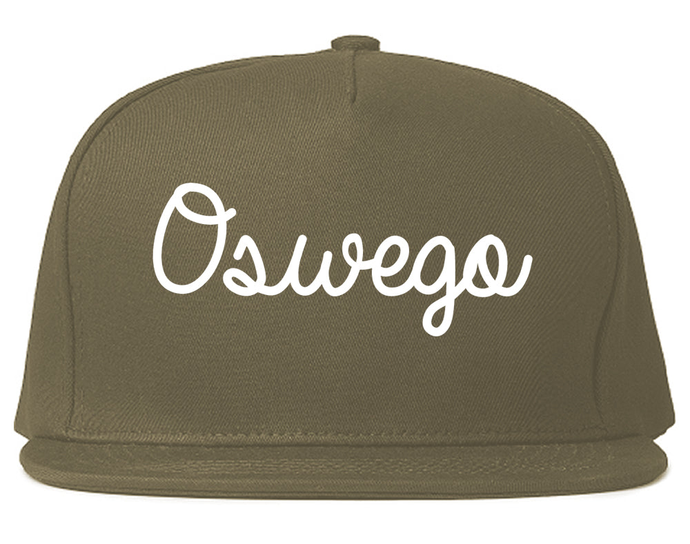 Oswego Illinois IL Script Mens Snapback Hat Grey