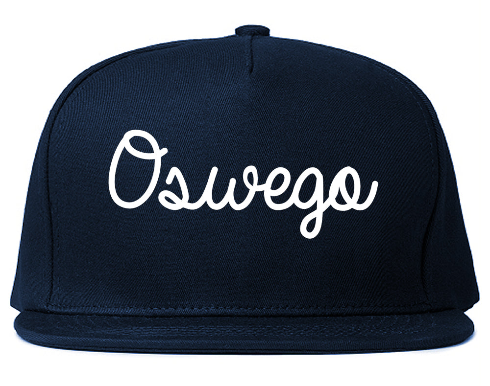 Oswego Illinois IL Script Mens Snapback Hat Navy Blue