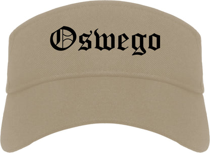 Oswego Illinois IL Old English Mens Visor Cap Hat Khaki