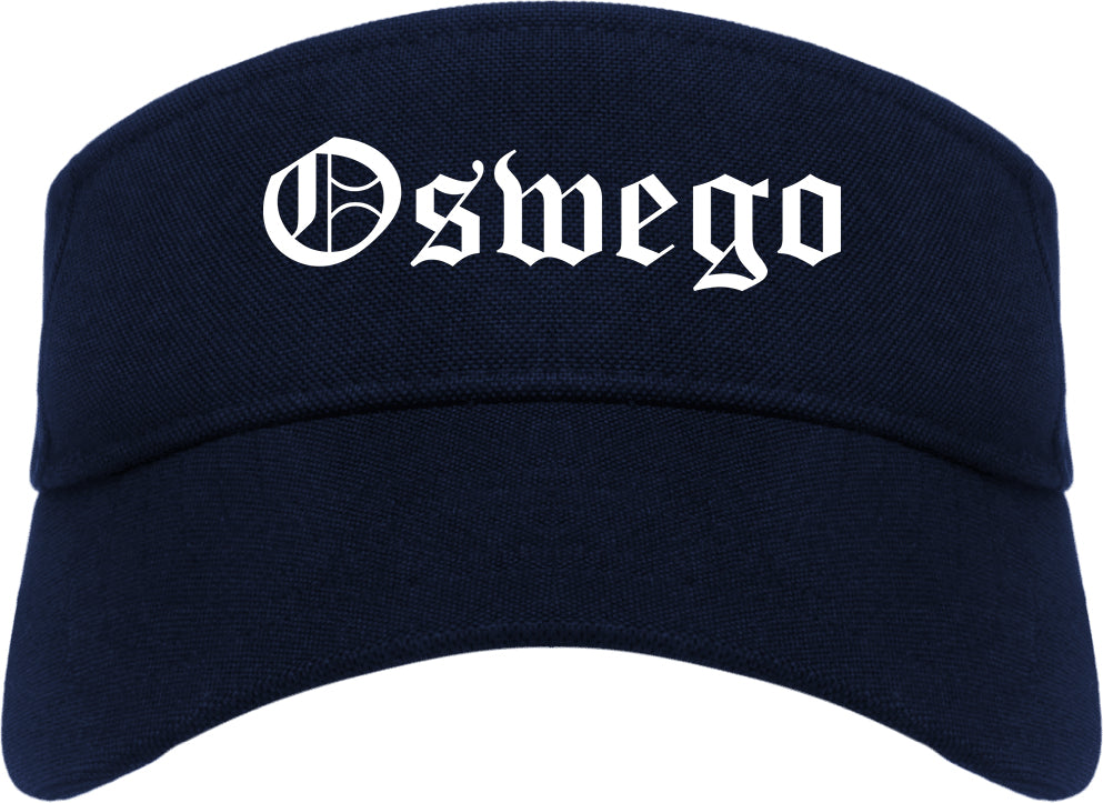 Oswego Illinois IL Old English Mens Visor Cap Hat Navy Blue