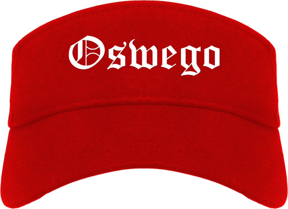 Oswego Illinois IL Old English Mens Visor Cap Hat Red