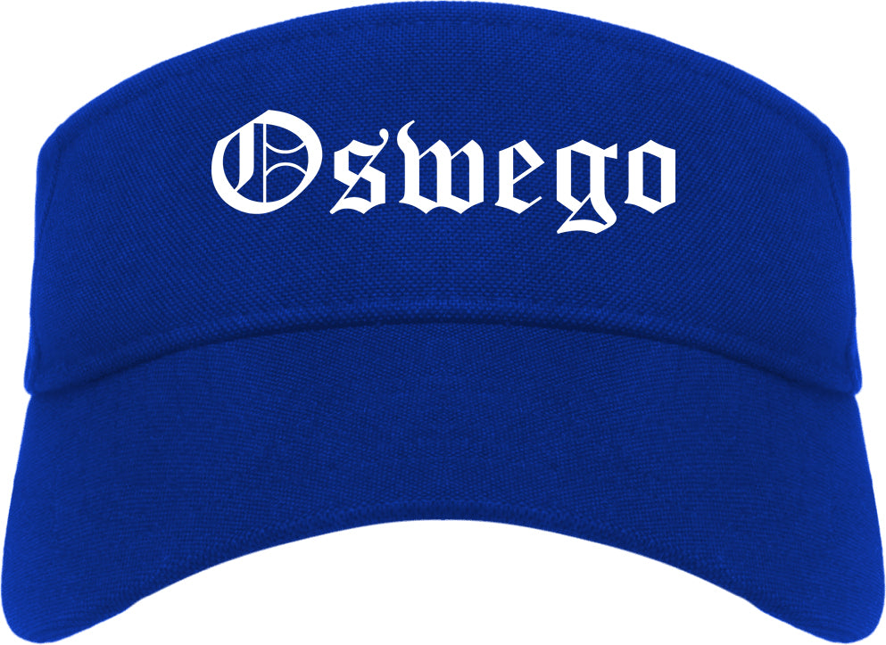 Oswego Illinois IL Old English Mens Visor Cap Hat Royal Blue