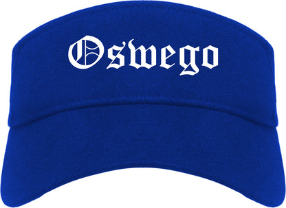 Oswego Illinois IL Old English Mens Visor Cap Hat Royal Blue