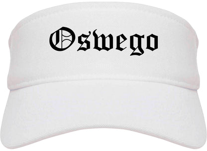 Oswego Illinois IL Old English Mens Visor Cap Hat White