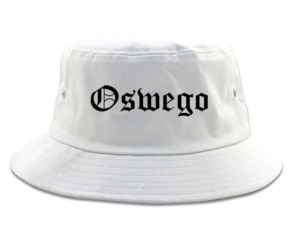 Oswego Illinois IL Old English Mens Bucket Hat White