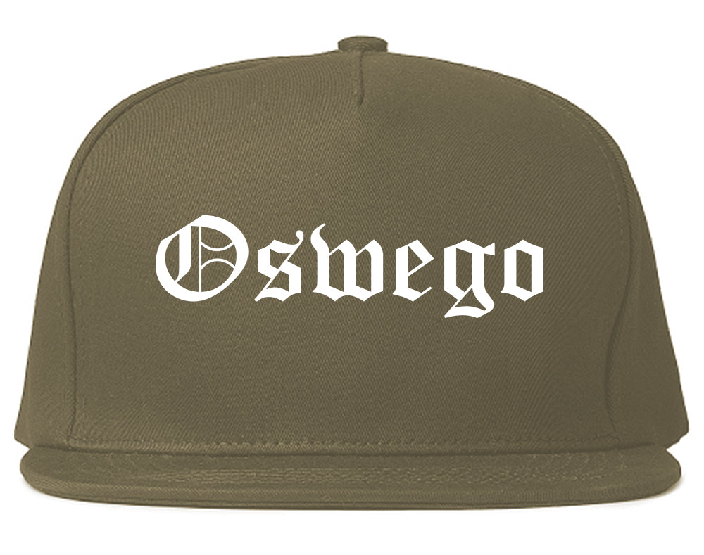 Oswego New York NY Old English Mens Snapback Hat Grey