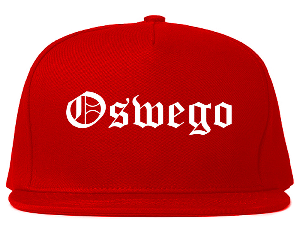 Oswego New York NY Old English Mens Snapback Hat Red