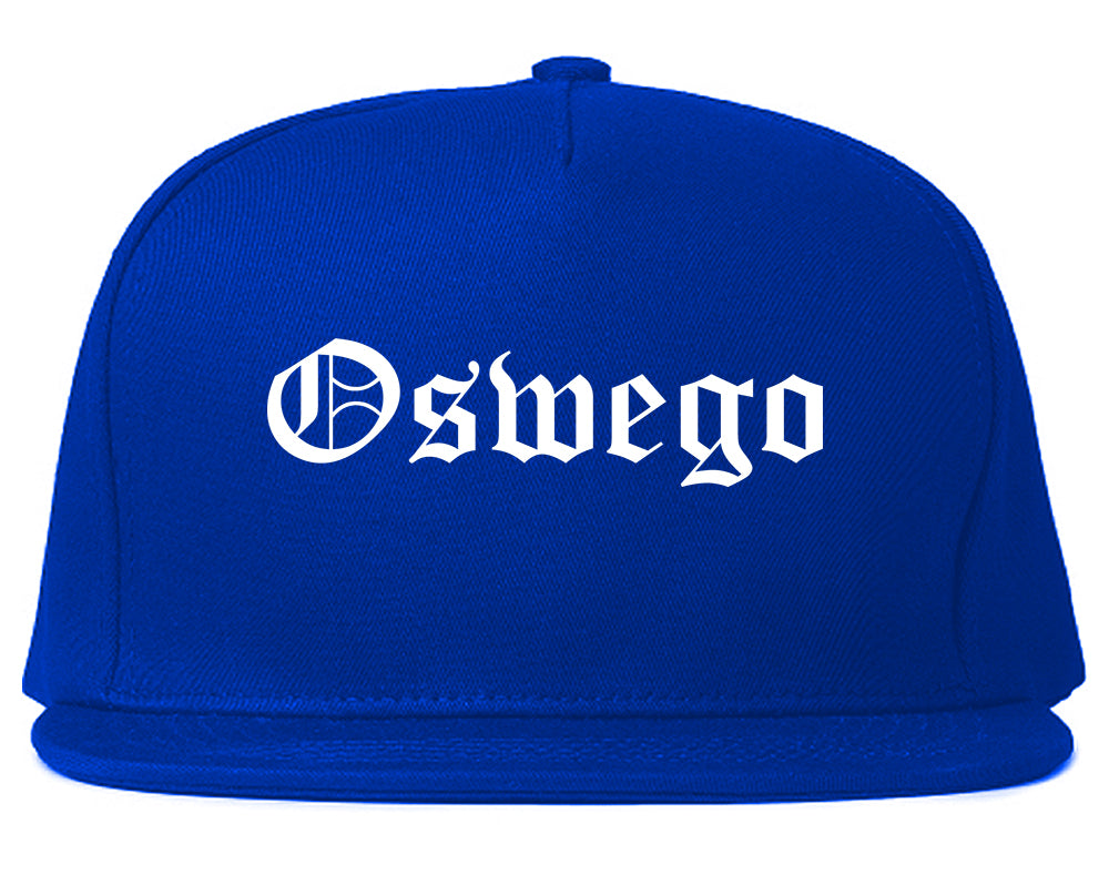 Oswego New York NY Old English Mens Snapback Hat Royal Blue
