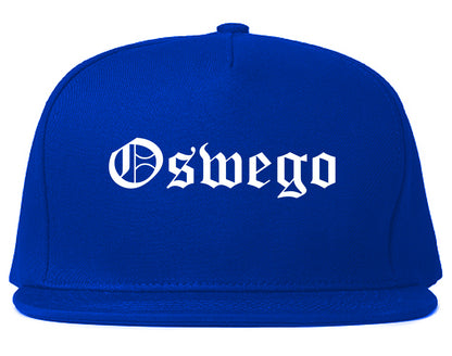 Oswego New York NY Old English Mens Snapback Hat Royal Blue