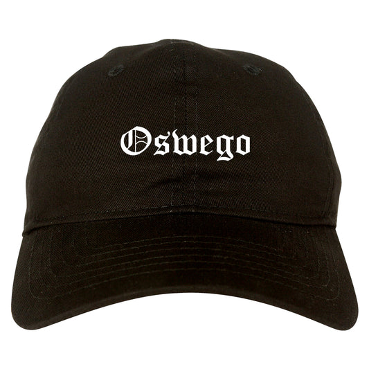 Oswego New York NY Old English Mens Dad Hat Baseball Cap Black