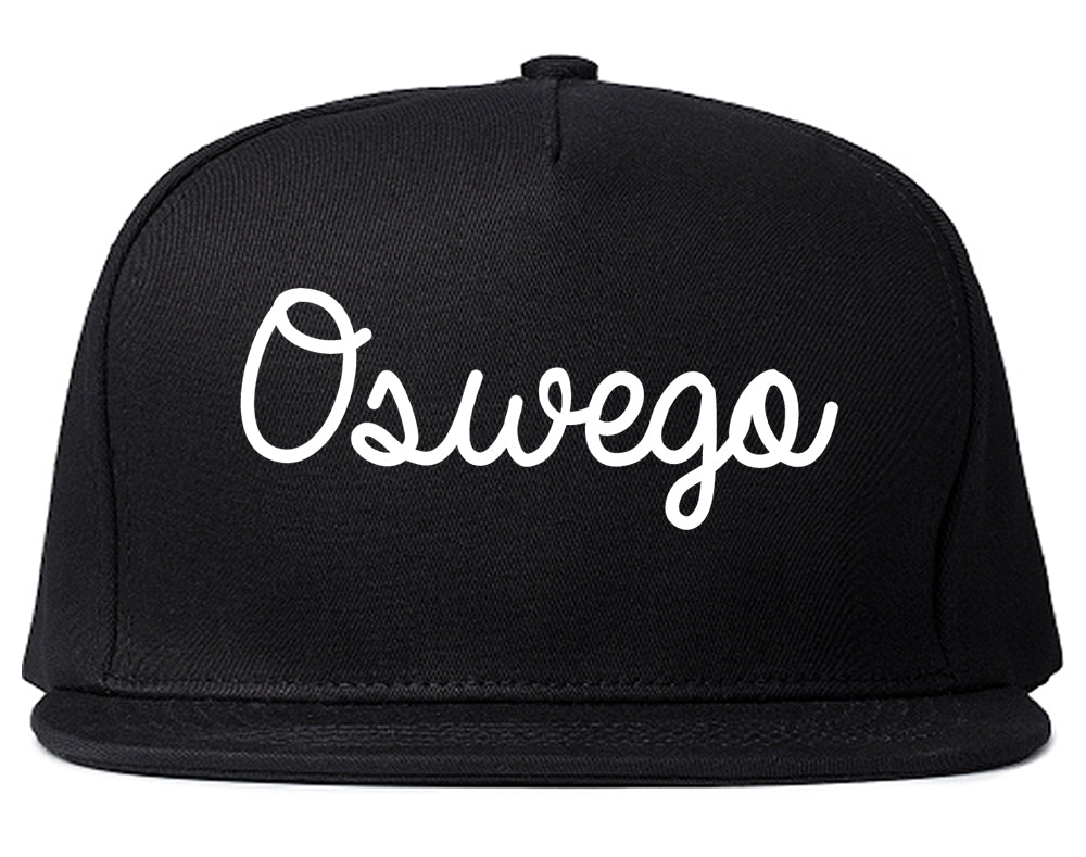 Oswego New York NY Script Mens Snapback Hat Black