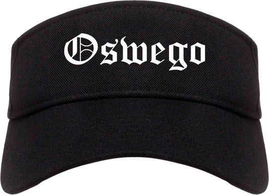 Oswego New York NY Old English Mens Visor Cap Hat Black