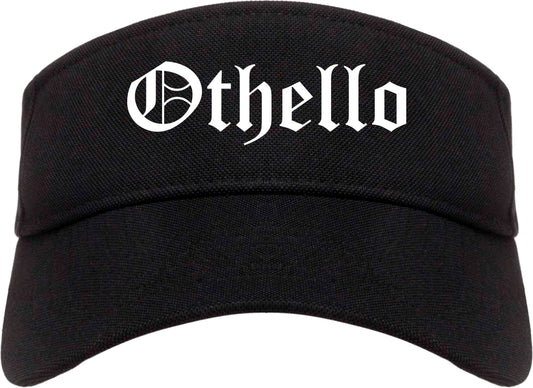 Othello Washington WA Old English Mens Visor Cap Hat Black