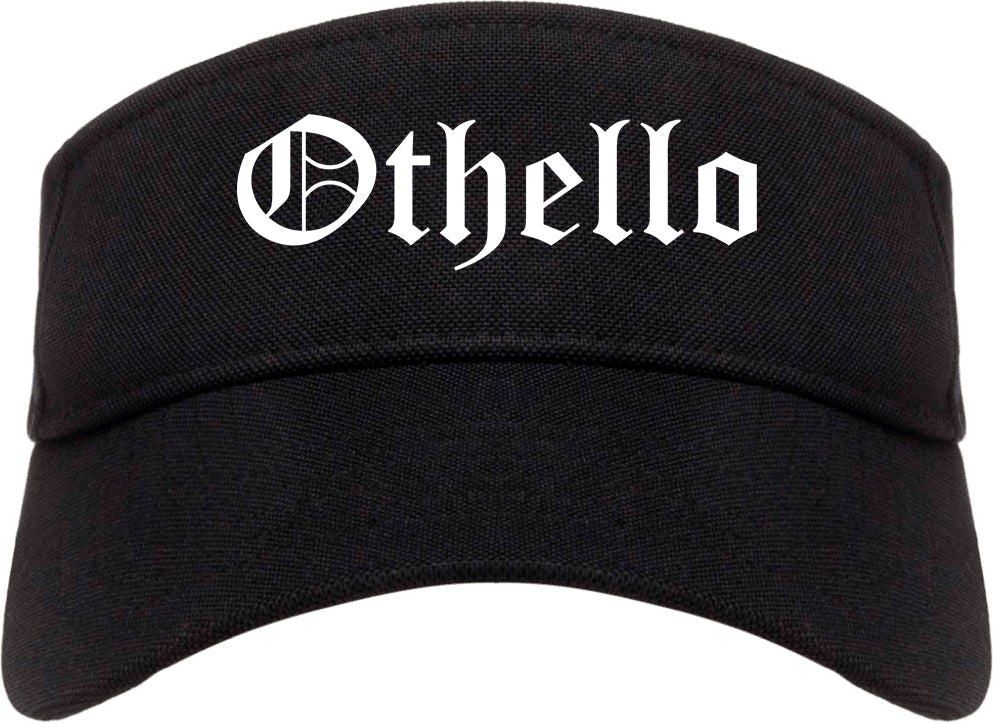 Othello Washington WA Old English Mens Visor Cap Hat Black