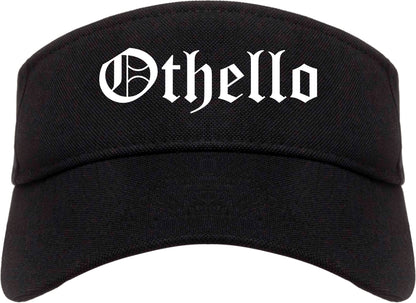 Othello Washington WA Old English Mens Visor Cap Hat Black
