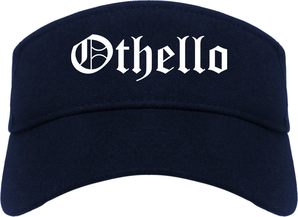 Othello Washington WA Old English Mens Visor Cap Hat Navy Blue