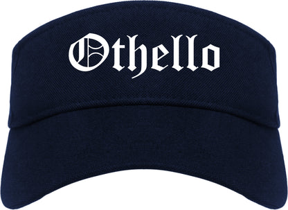 Othello Washington WA Old English Mens Visor Cap Hat Navy Blue