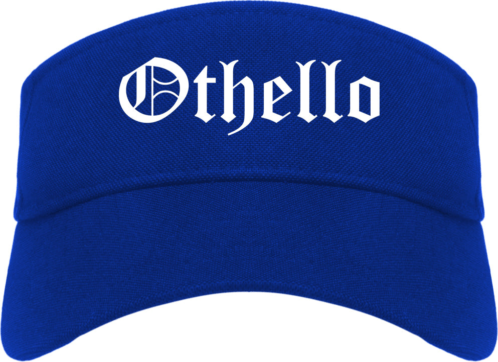 Othello Washington WA Old English Mens Visor Cap Hat Royal Blue