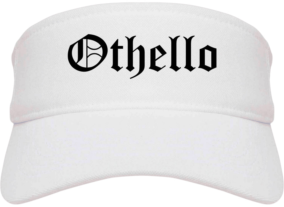 Othello Washington WA Old English Mens Visor Cap Hat White