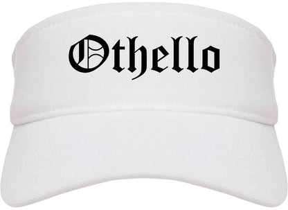 Othello Washington WA Old English Mens Visor Cap Hat White