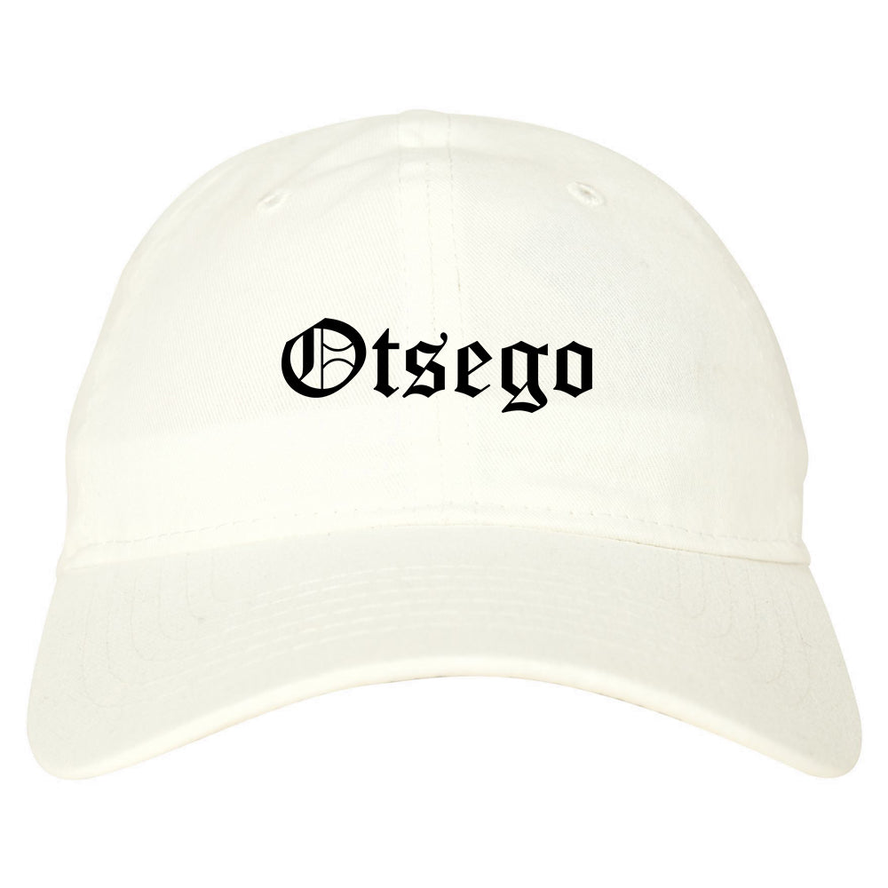 Otsego Minnesota MN Old English Mens Dad Hat Baseball Cap White