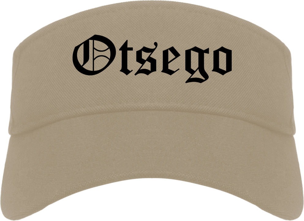 Otsego Minnesota MN Old English Mens Visor Cap Hat Khaki