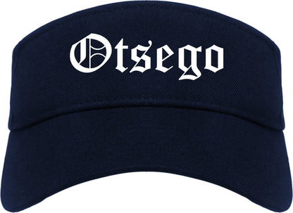 Otsego Minnesota MN Old English Mens Visor Cap Hat Navy Blue