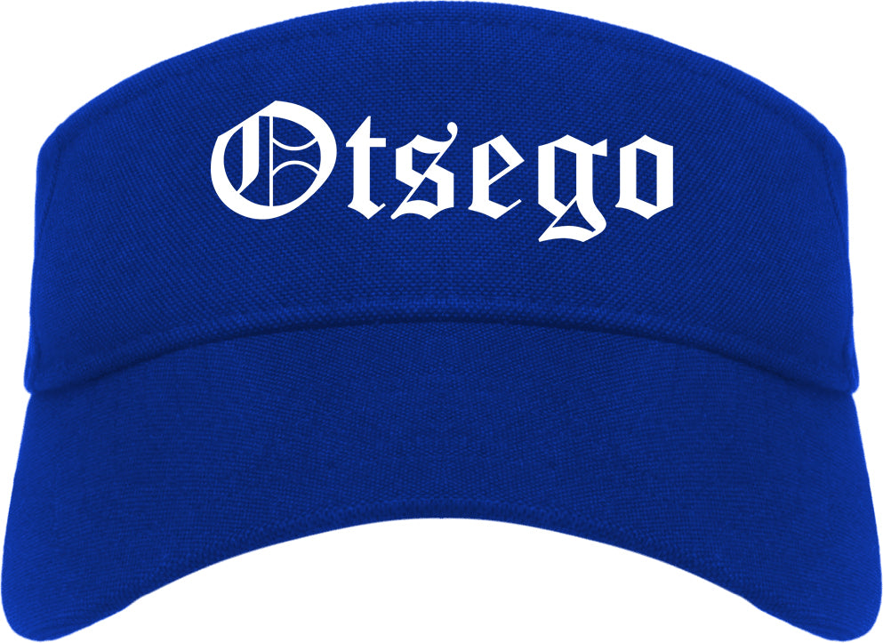 Otsego Minnesota MN Old English Mens Visor Cap Hat Royal Blue