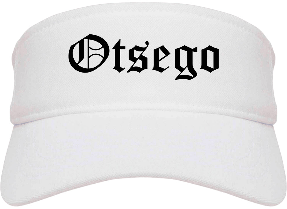 Otsego Minnesota MN Old English Mens Visor Cap Hat White