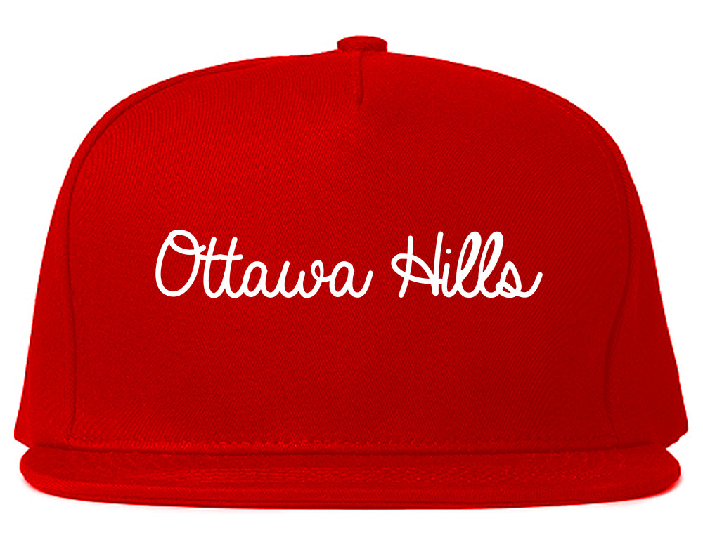 Ottawa Hills Ohio OH Script Mens Snapback Hat Red