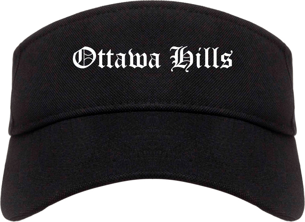 Ottawa Hills Ohio OH Old English Mens Visor Cap Hat Black