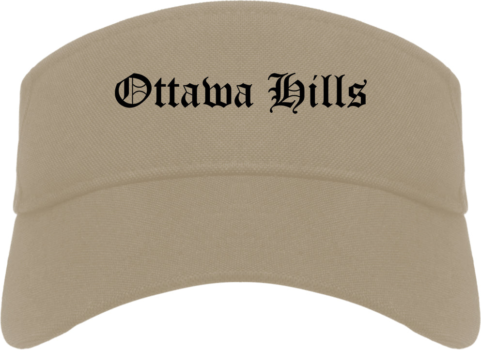 Ottawa Hills Ohio OH Old English Mens Visor Cap Hat Khaki