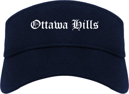 Ottawa Hills Ohio OH Old English Mens Visor Cap Hat Navy Blue