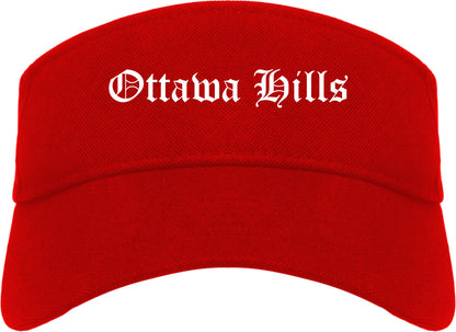 Ottawa Hills Ohio OH Old English Mens Visor Cap Hat Red