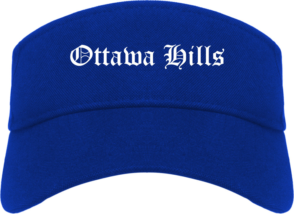 Ottawa Hills Ohio OH Old English Mens Visor Cap Hat Royal Blue