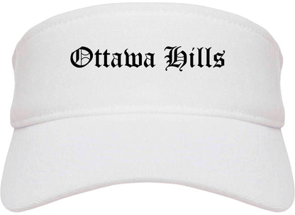 Ottawa Hills Ohio OH Old English Mens Visor Cap Hat White