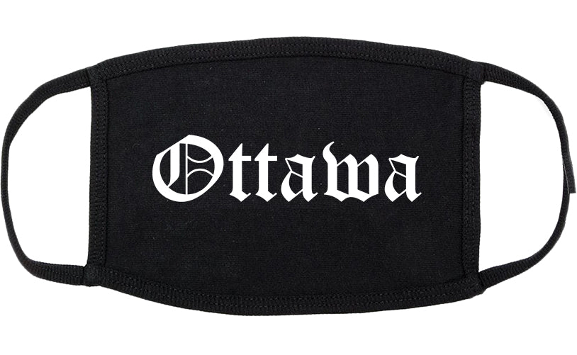 Ottawa Illinois IL Old English Cotton Face Mask Black