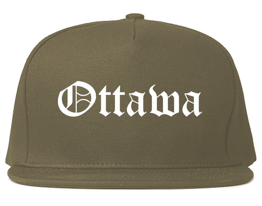 Ottawa Illinois IL Old English Mens Snapback Hat Grey