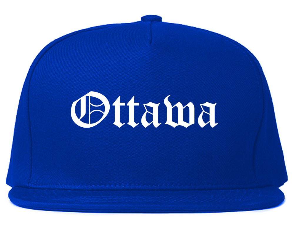 Ottawa Illinois IL Old English Mens Snapback Hat Royal Blue