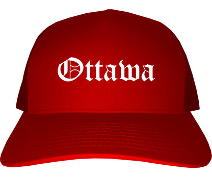 Ottawa Illinois IL Old English Mens Trucker Hat Cap Red
