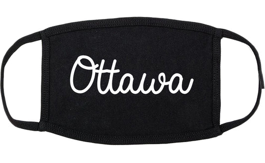Ottawa Illinois IL Script Cotton Face Mask Black